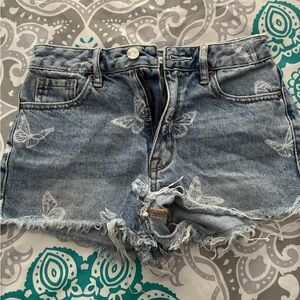 Pacsun Women’s High Rise Festival Butterfly Cheeky Denim Shorts